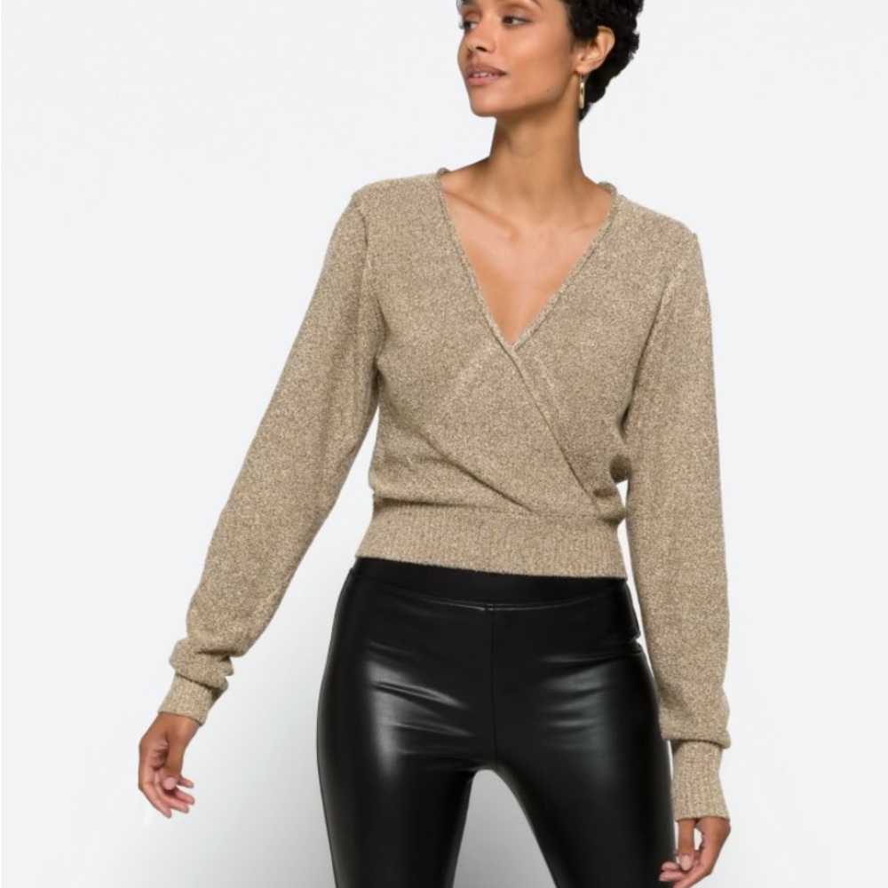 Free People Gold Speck Drape Sweater